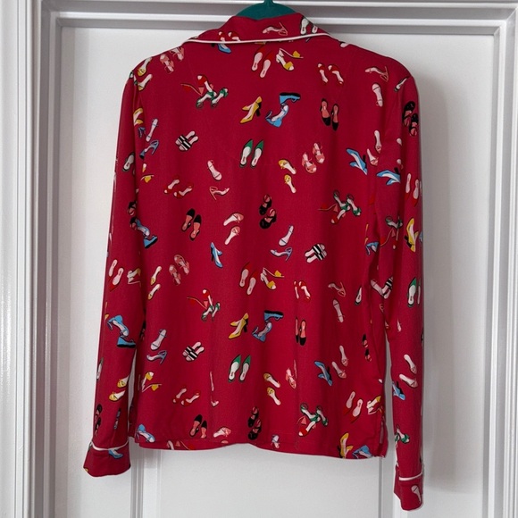 Kate Spade Red Holiday Pajama Top - Shoe Print - Women's Small - Picture 2 of 7